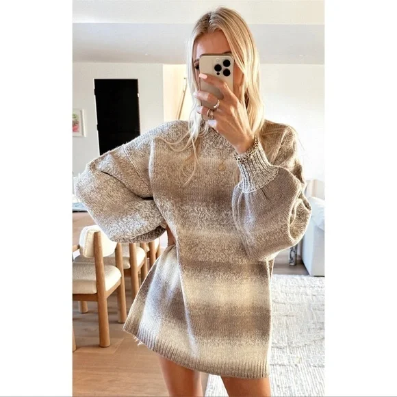 SHOW ME YOUR MUMU Timothy Tunic Sweater Neutral Space Dye Knit - Picture 1 of 11